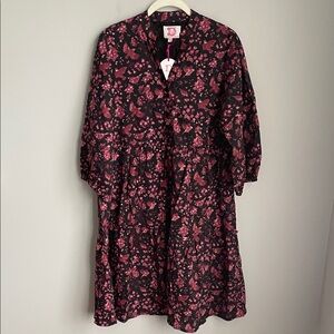 New Victoria Dunn Pink & Black Dress with Floral Design Size XL